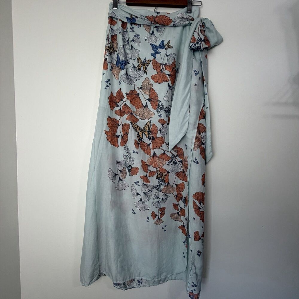 Free People Bri Bri Butterfly Maxi Skirt Blue Orange Women’s 6 Boho Spring - Picture 2 of 16